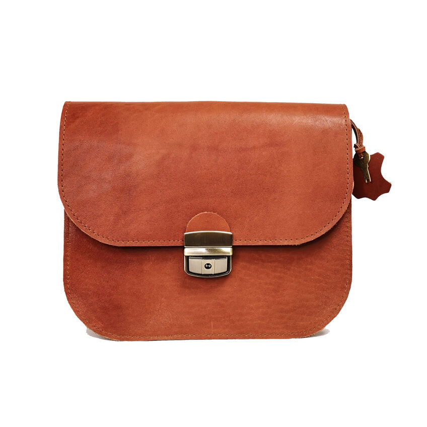 Natural Leather Saddle Bag Large – Light Brown