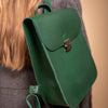 Natural Leather Saddle Backpack - Green