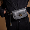 Natural Leather Saddle Bag Mini - Grey
