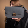 Natural Leather Saddle Bag Mini - Grey