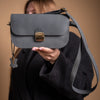 Natural Leather Saddle Bag Mini - Grey