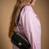 Natural Leather Saddle Bag Mini - Black