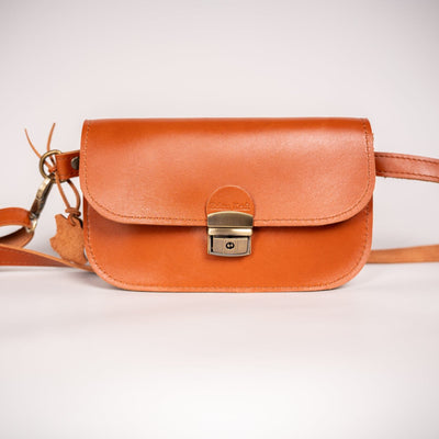 Natural Leather Saddle Bag Mini - Light Brown