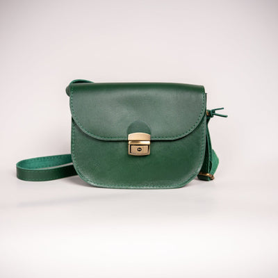 Natural Leather Saddle Bag Medium – Green