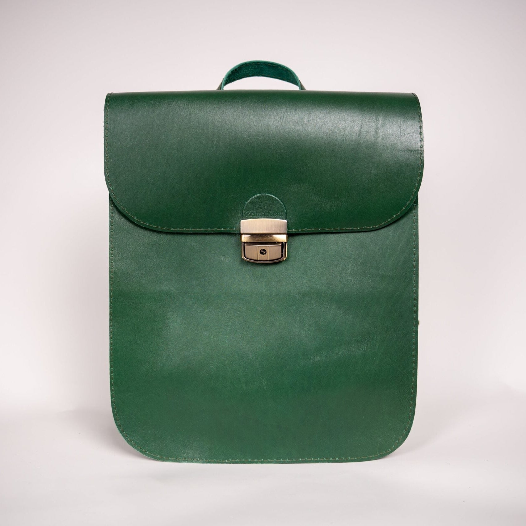 Natural Leather Saddle Backpack - Green