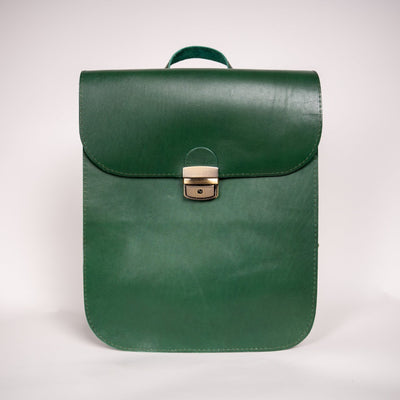 Natural Leather Saddle Backpack - Green