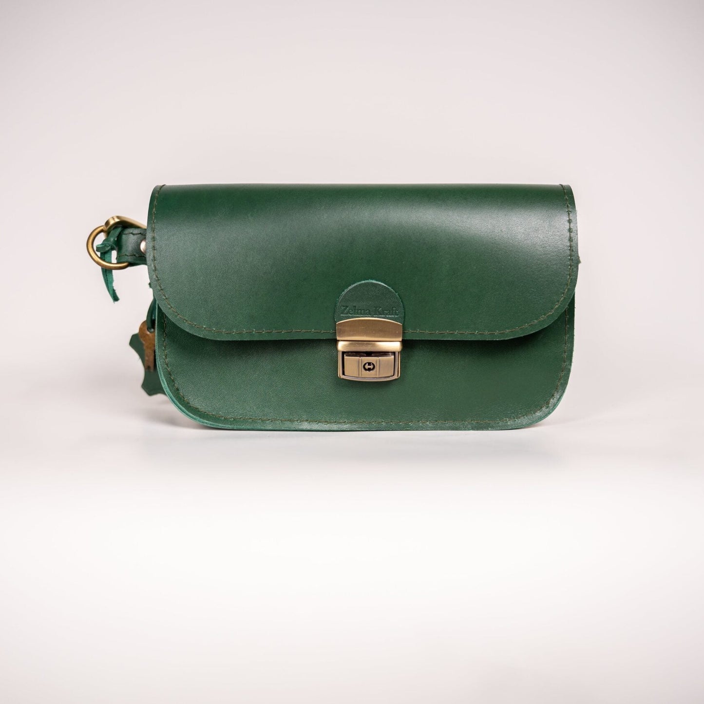 Natural Leather Saddle Bag Mini - Green
