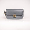 Natural Leather Saddle Bag Mini - Grey