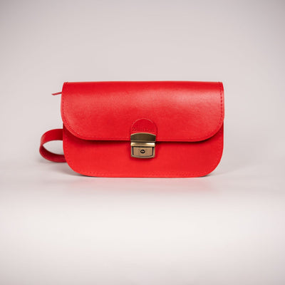 Natural Leather Saddle Bag Mini - Red