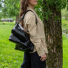 Black Leather Hobo Bag - Small