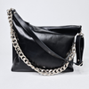 Black Leather Hobo Bag - Large