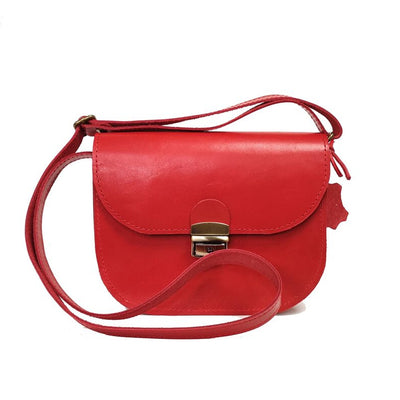 Natural Leather Saddle Bag Medium – Red