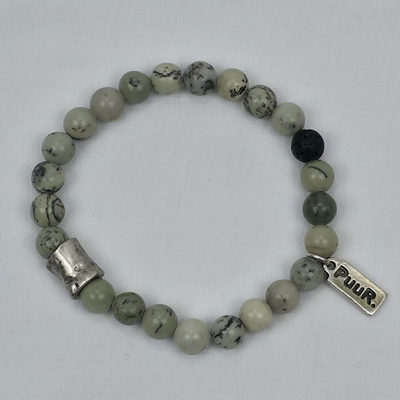 PUUR Stone Balance Armband – Groen Jaspis & Zilveraccenten