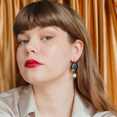Arp Pearl And Porcelain Earrings - Dark Green