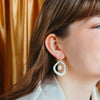 Arp Pearl and Porcelain Hoops - Dark Green