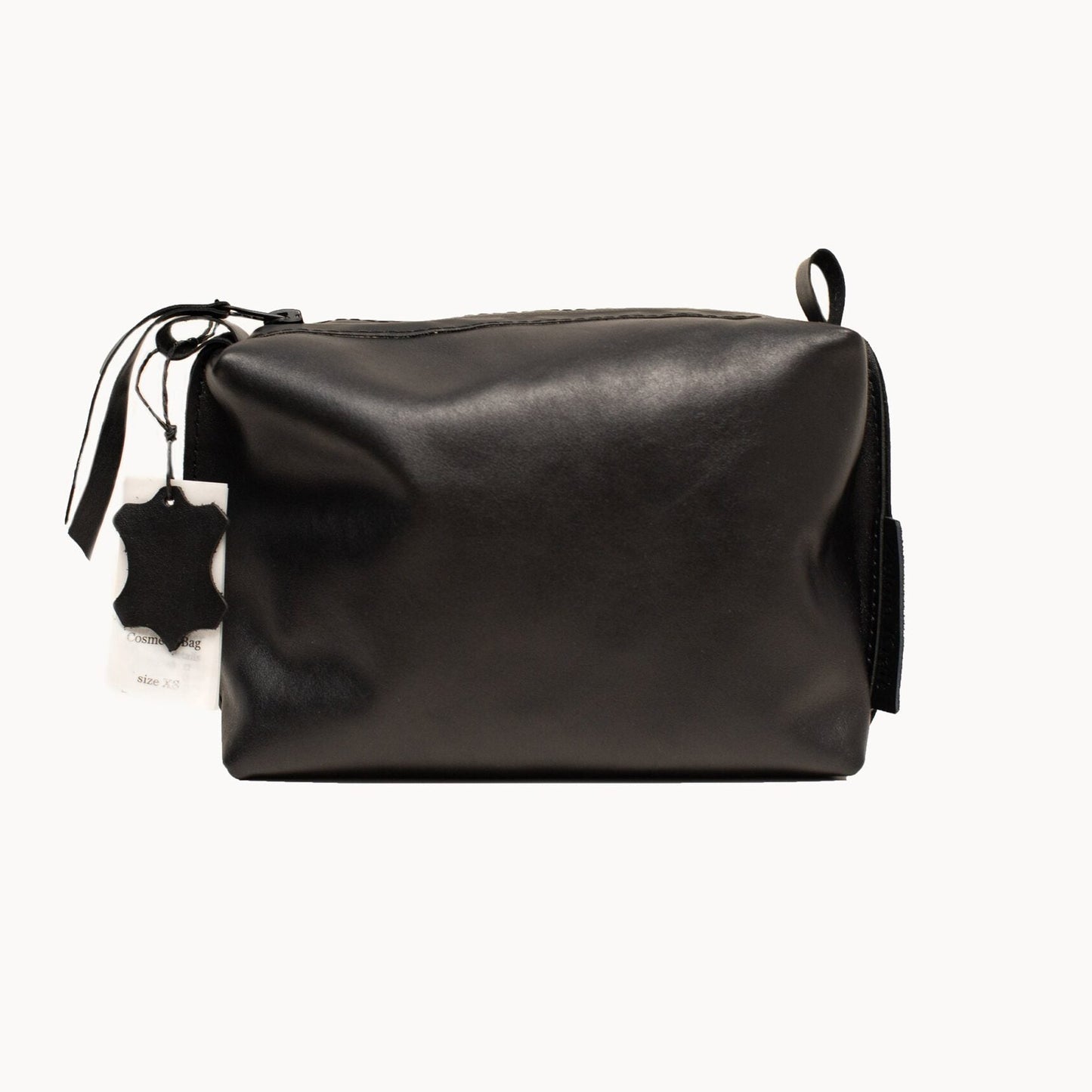 Leather Cosmetic Bag, Black - Medium