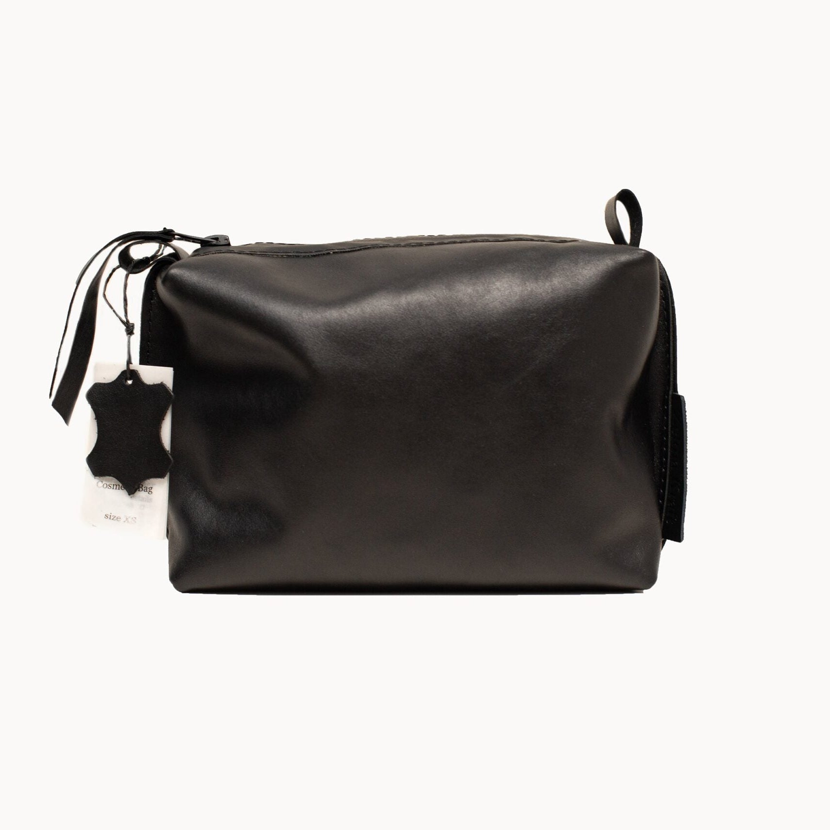 Leather Cosmetic Bag, Black - Medium