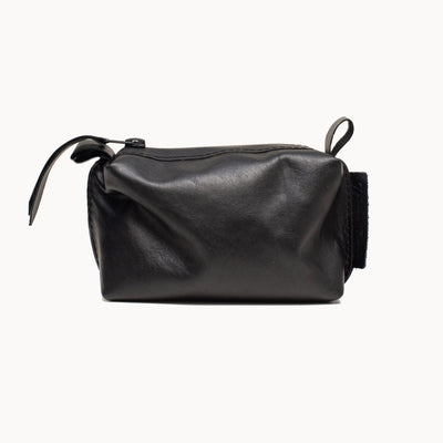 Leather Cosmetic Bag, Black - Small