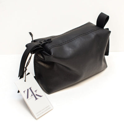 Leather Cosmetic Bag, Black - Small