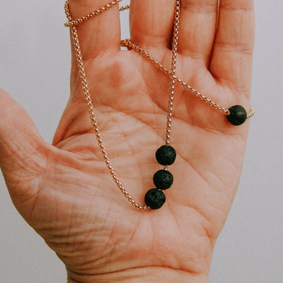 Diffuser Set, Necklace and Bracelet - Black Lava