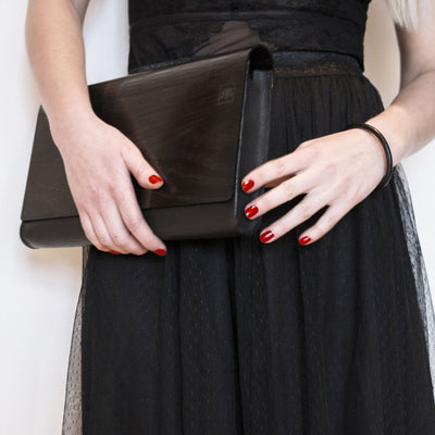 Large Glossy Wood Clutch