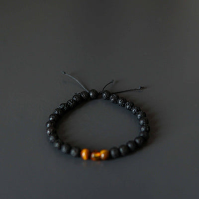 Lava Stone Bracelet with Amber and Tiger Eye
