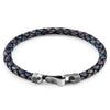 Leather Bracelet Skye Silver and Braided - Indigo Blue