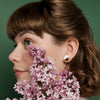 Porcelain Round Stud Earrings - Pink and Gold