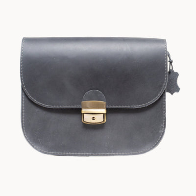 Natural Leather Saddle Bag Large – Grey